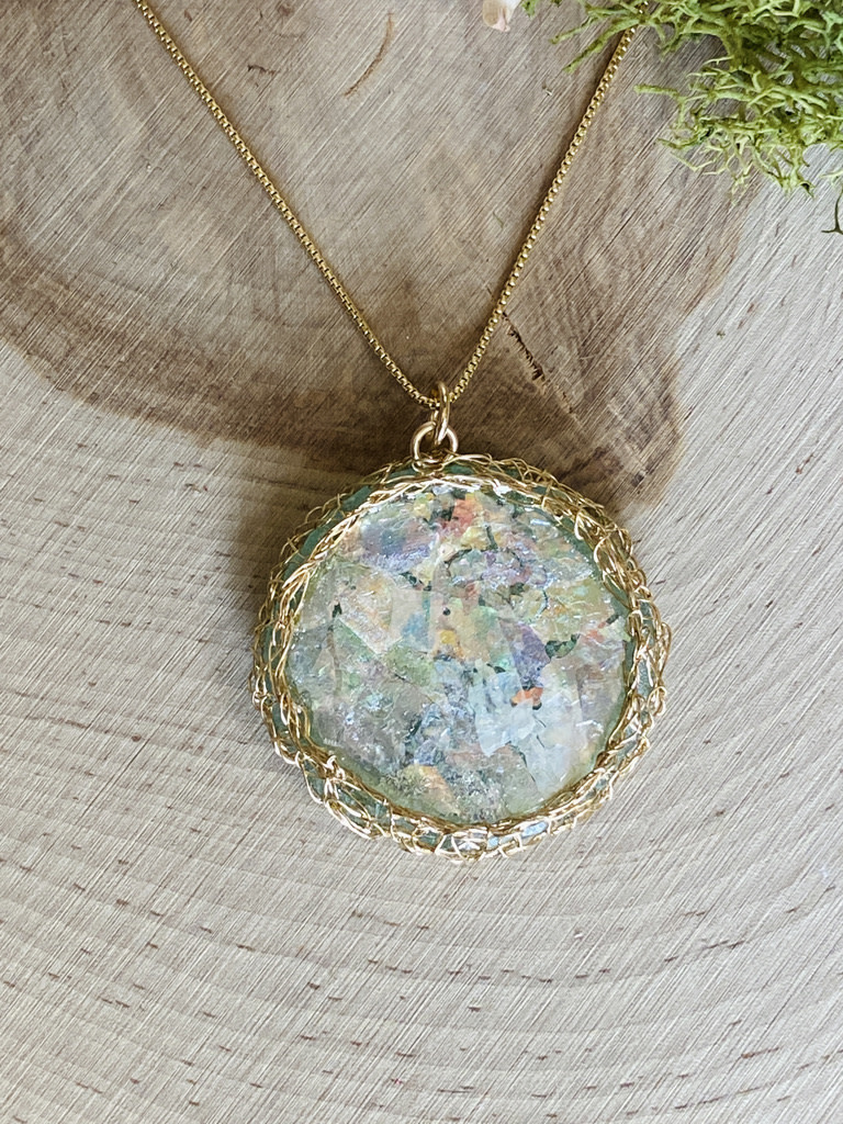 Patina Roman Glass GP Large Round Necklace