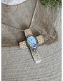 Sterling Patina Roman Glass Cross Necklace