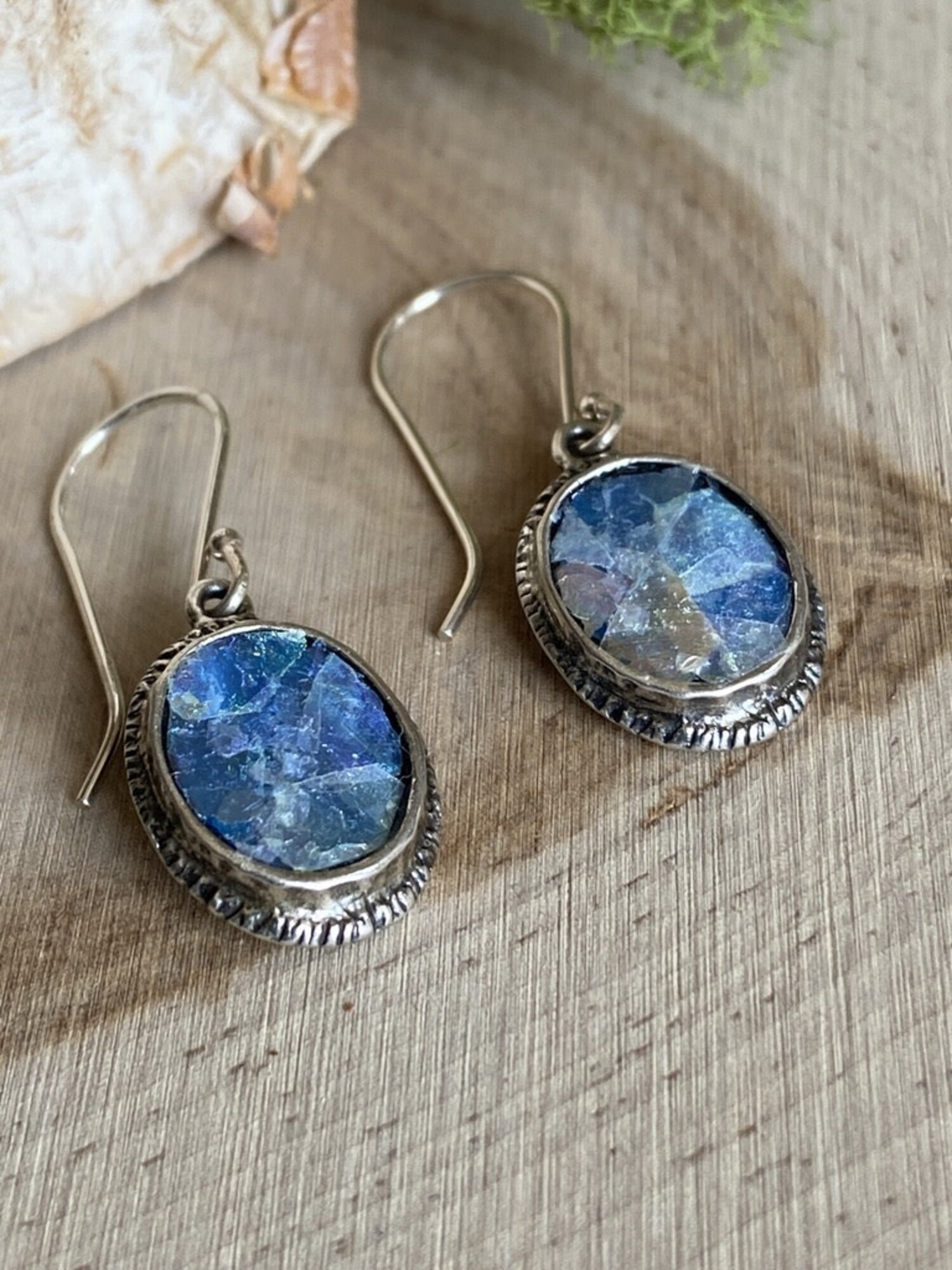 Glass silver earrings discount