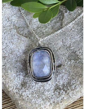 Sterling Faceted Rectangle Moonstone Necklace