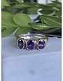 Sterling Amethyst 3 Stone Ring - Size 7