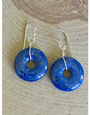 Lapis Lucky Stone Sterling Wire Earrings