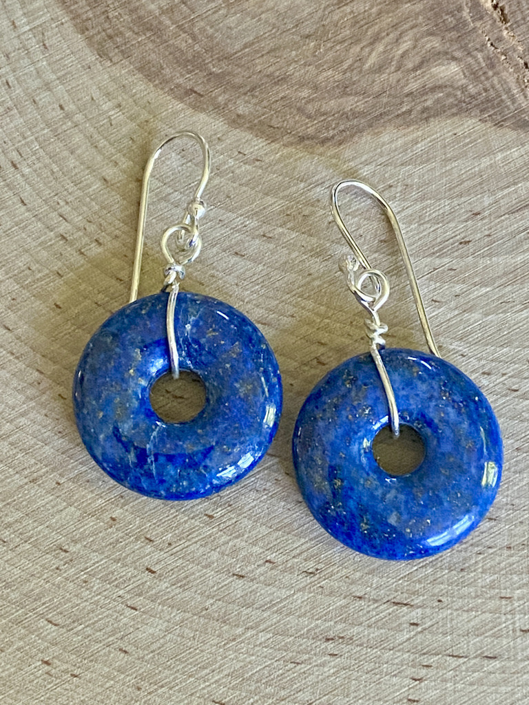 Lapis Lucky Stone Sterling Wire Earrings