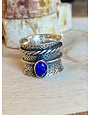 Lapis Oval Sterling Wide Band Ring Sz 6.5