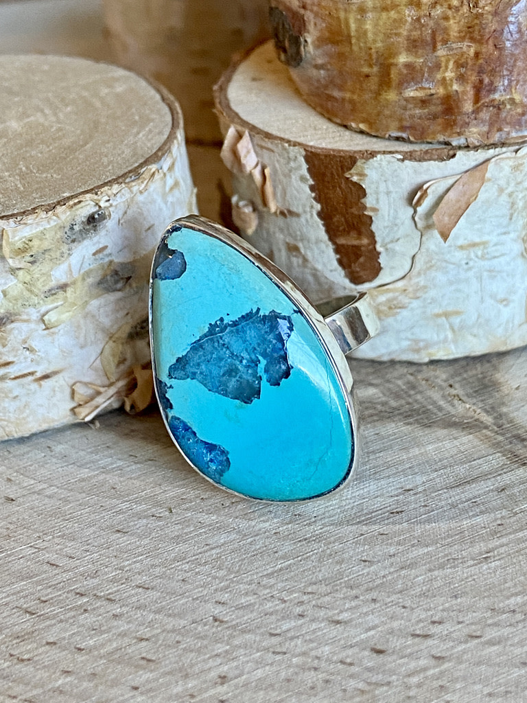 Shattuckite Wedge Sterling Ring Adj