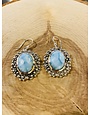 Larimar Oval Nobby Bezel Sterling Earrings