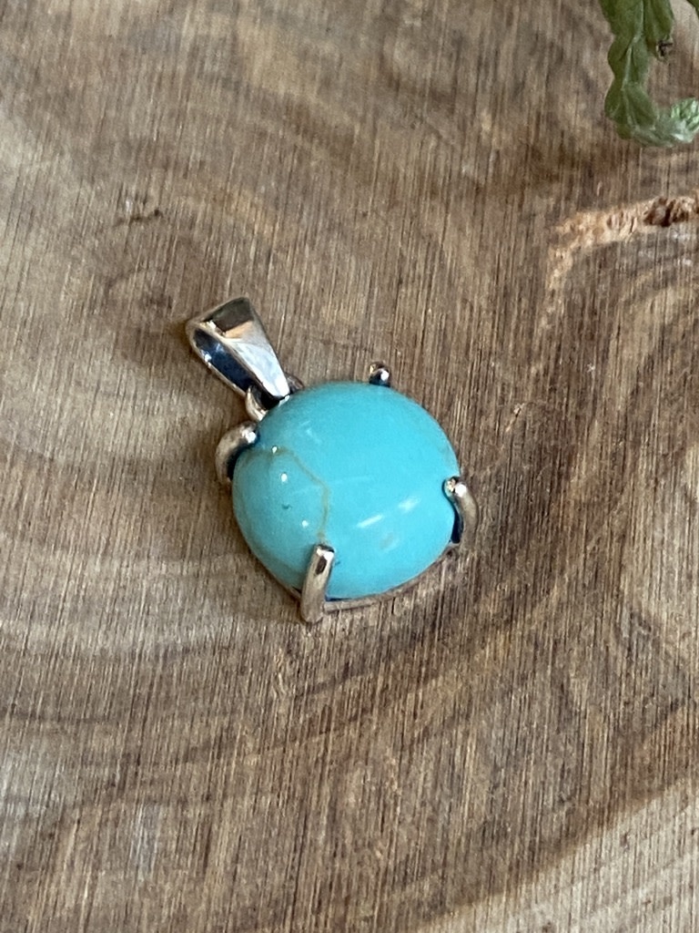 Turquoise Small Prong Set Sterling Pendant