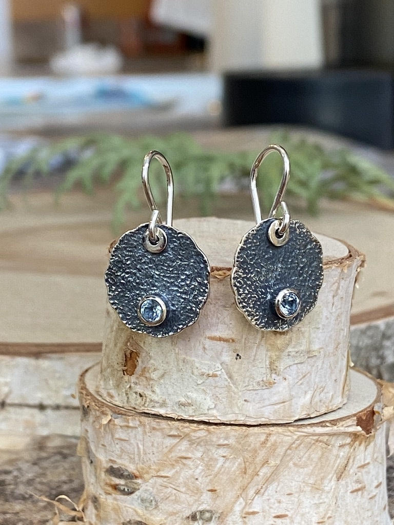 Sterling Shield & Aquamarine Earrings