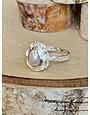 Pearl Double Bezel Sterling Ring Sz 8