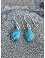 Turquoise Oval Sterling Drop Earrings