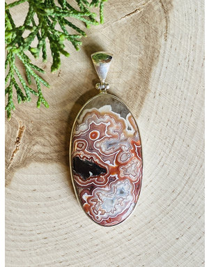 Crazy Lace Agate Large Sterling Pendant