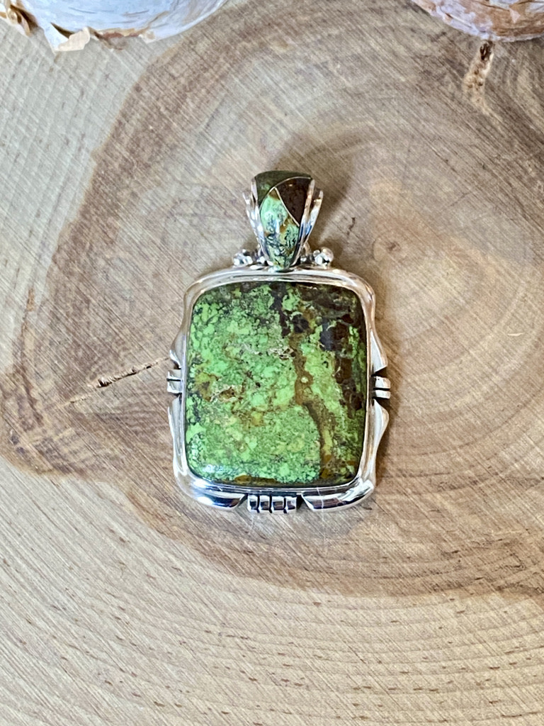 Rectangle Gaspeite Sterling Pendant