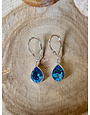 Blue Topaz Pear Sterling Drop Earrings