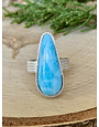 Larimar Long Teardrop Grid Sterling Ring Sz 7