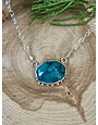 Turquoise Wavy Bezel Sterling Oval Necklace