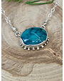 Turquoise Wavy Bezel Sterling Oval Necklace