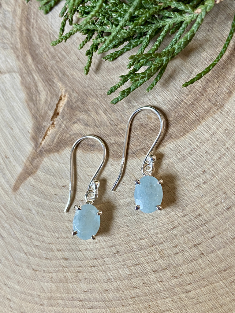 Dainty Aquamarine Sterling Earrings