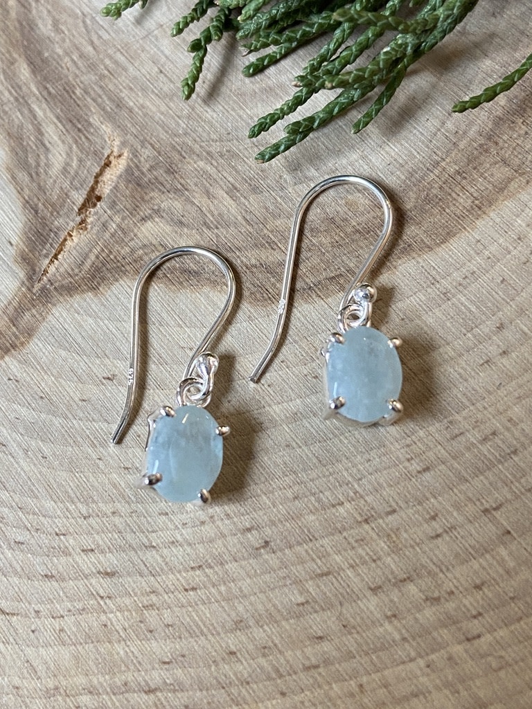 Dainty Aquamarine Sterling Earrings