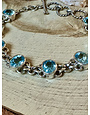 Blue Topaz Ovals & Sterling Chain Link  Bracelet