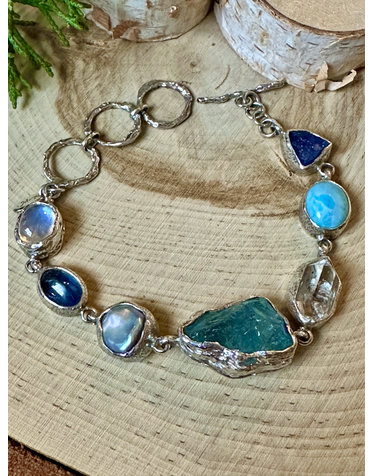 Aquamarine Multi-Stone Sterling Bracelet