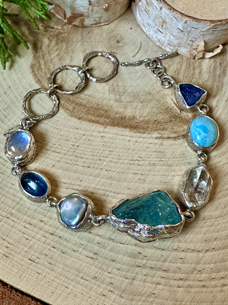 Aquamarine Multi-Stone Sterling Bracelet