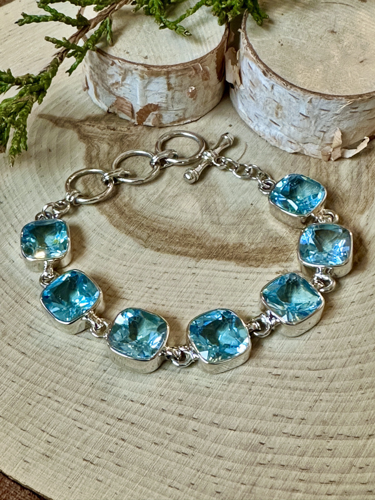 Blue Topaz Sterling Silver Bracelet