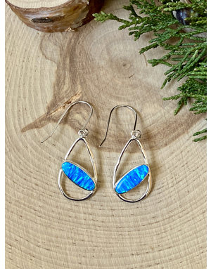 Blue Opalite Teardrop Sterling Earrings