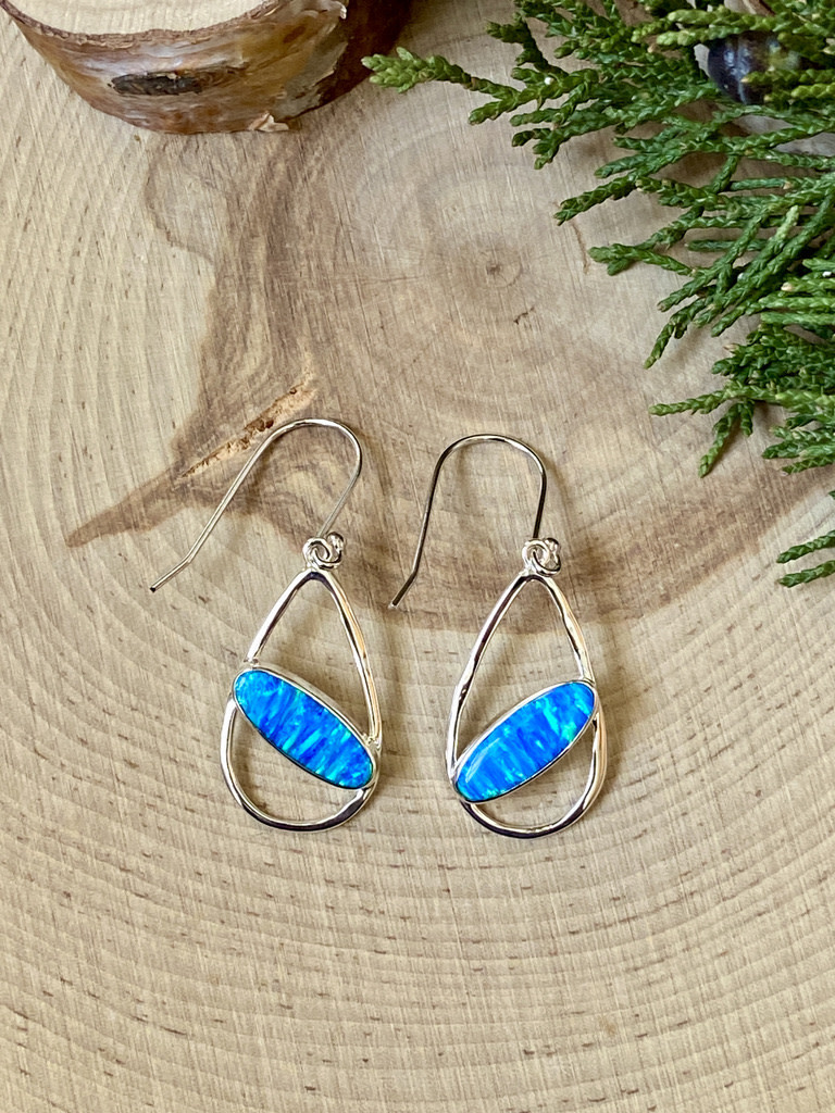Blue Opalite Teardrop Sterling Earrings