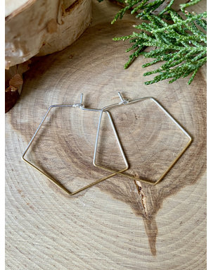 Geometric Sterling Wire Hoops - Gold Dipped
