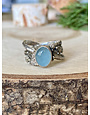 Aquamarine Oval Twisted Bands Sterling Ring 6.75