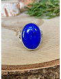 Lapis Oval Split Sterling Textured Ring Sz 8.5