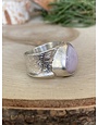 Kunzite Wide Band Sterling Ring Sz 6