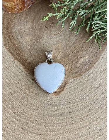 Scolecite Heart Sterling Pendant