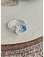 Blue Topaz & Moonstone Sterling Ring Sz 7