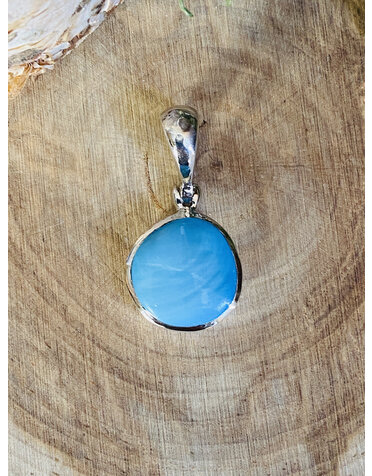 Blue Opal Ovoid Sterling Pendant RP