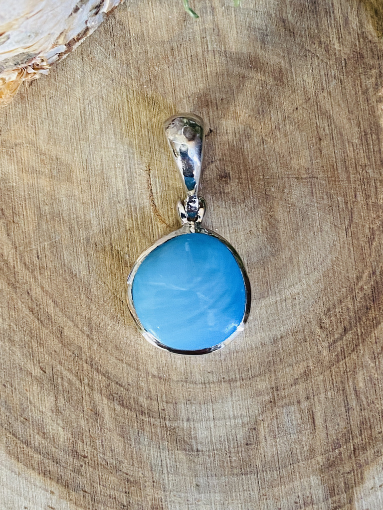 Blue Opal Ovoid Sterling Pendant RP