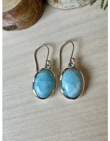 Larimar Oval Sterling Drop Earrings