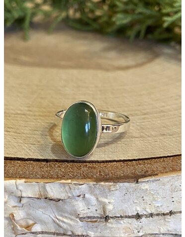 Green Beach Glass Ring Sz 6.5