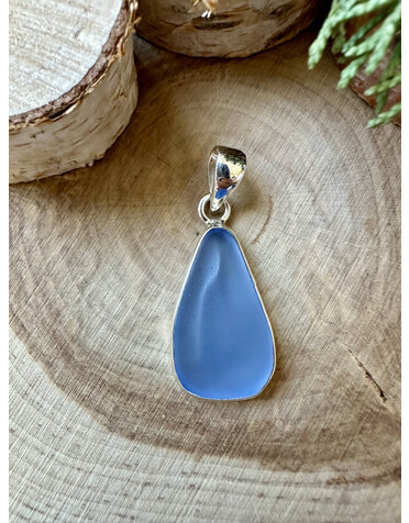 Beach Glass Periwinkle Sterling Pendant
