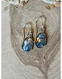 Roman Glass Teardrop Wired Sterling Earrings
