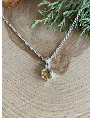 Citrine Hexagon Sterling Necklace