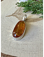 Long Oval Amber Hammered Pendant