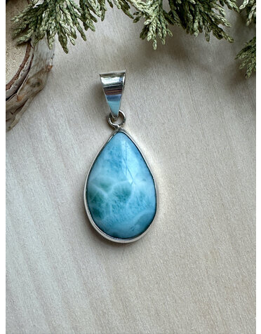 Large Teardrop Larimar Pendant