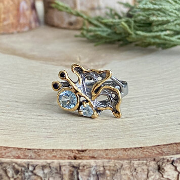 Blue Topaz w/ Sapphire Butterfly GP & RP Sterling Ring Sz 7 Blue Topaz w/ Sapphire Butterfly GP & RP Sterling Ring Sz 7