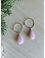 Pink Opal Teardrop Hoop Earrings GF