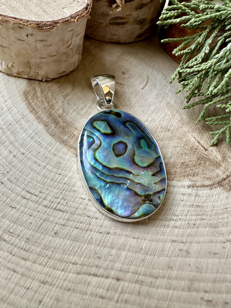 Abalone Large Oval Sterling Pendant