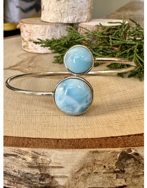 Larimar Round Two Stone Sterling Cuff