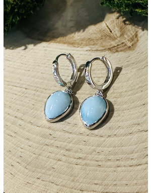 Marahlago Pear Hoop Larimar Earrings