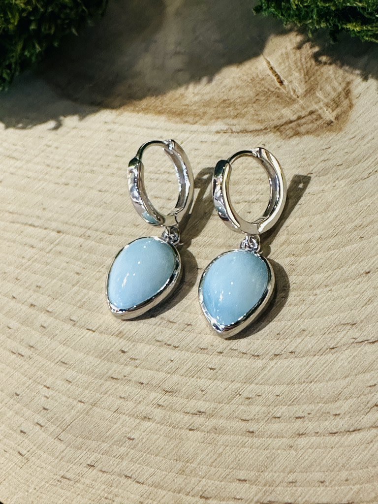 Marahlago Pear Hoop Larimar Earrings