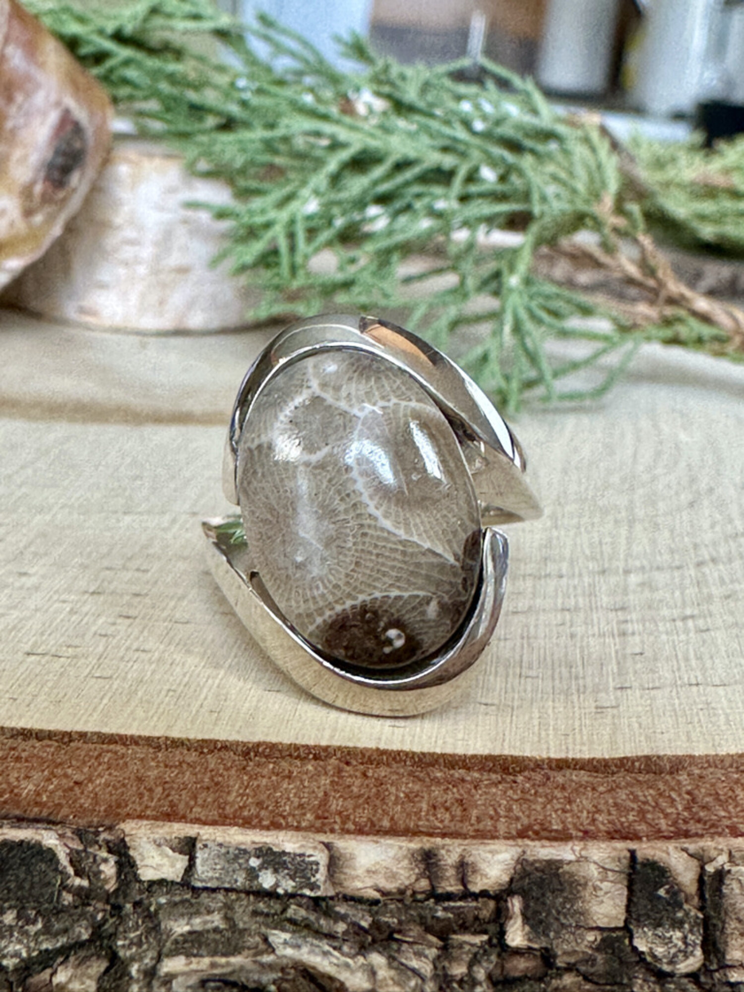 Petoskey stone ring clearance